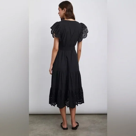 Rails Gia Eyelet Sleeve Dress, Black - M - Picture 2 of 9